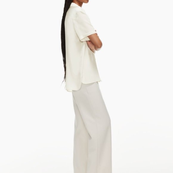 Aritzia Babaton // Academy Silk Short Sleeve Blouse - White, S - Picture 9 of 10
